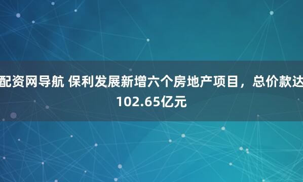 配资网导航 保利发展新增六个房地产项目，总价款达102.65亿元